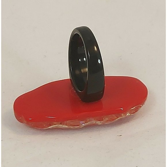 Vintage Free Form Large Lucite Acrylic Chunky Red/Black Ring Sz 6.75" New - Picture 7 of 11